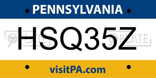 HSQ35Z Pennsylvania License Plate