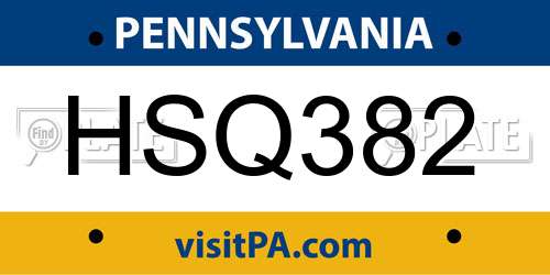 HSQ382 Pennsylvania License Plate