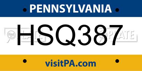 HSQ387 Pennsylvania License Plate