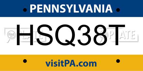 HSQ38T Pennsylvania License Plate