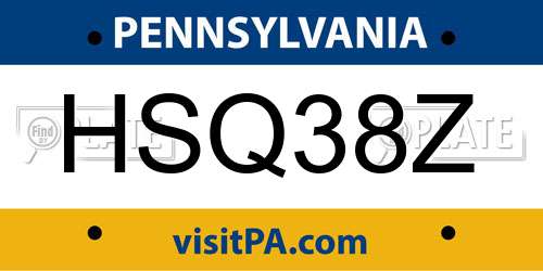 HSQ38Z Pennsylvania License Plate