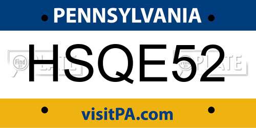 HSQE52 Pennsylvania License Plate