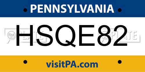 HSQE82 Pennsylvania License Plate