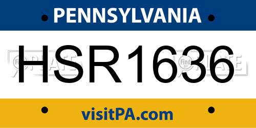 HSR1636 Pennsylvania License Plate