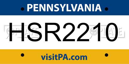 HSR2210 Pennsylvania License Plate
