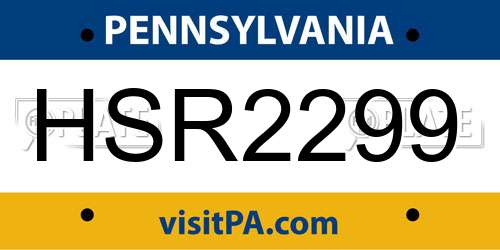 HSR2299 Pennsylvania License Plate