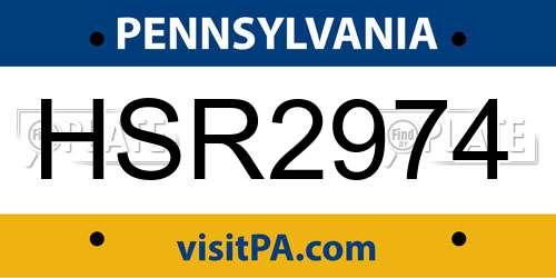 HSR2974 Pennsylvania License Plate