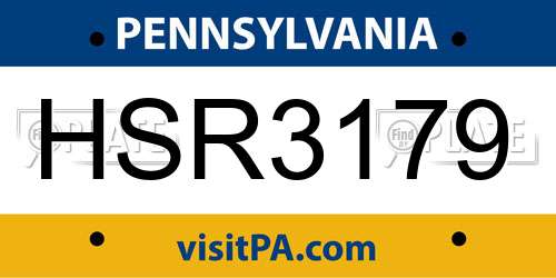 HSR3179 Pennsylvania License Plate