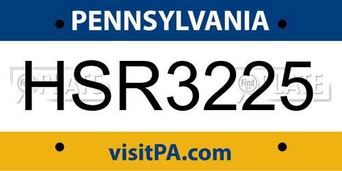 HSR3225 Pennsylvania License Plate