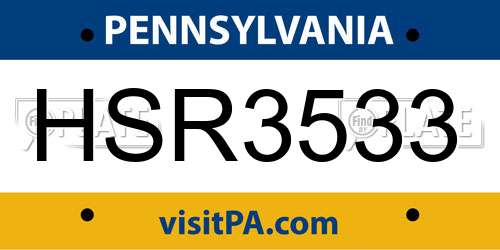 HSR3533 Pennsylvania License Plate