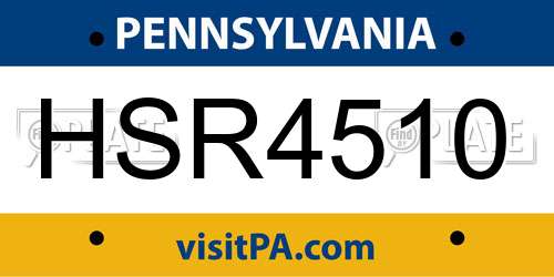 HSR4510 Pennsylvania License Plate