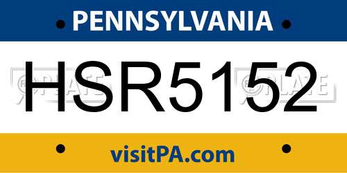 HSR5152 Pennsylvania License Plate