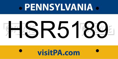 HSR5189 Pennsylvania License Plate