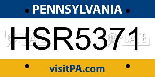 HSR5371 Pennsylvania License Plate