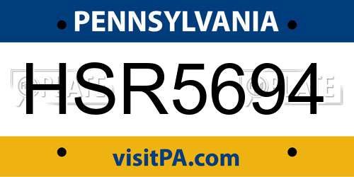HSR5694 Pennsylvania License Plate