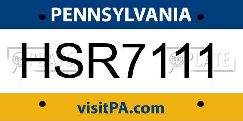 HSR7111 Pennsylvania License Plate