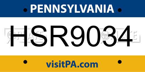 HSR9034 Pennsylvania License Plate