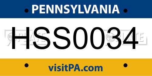 HSS0034 Pennsylvania License Plate