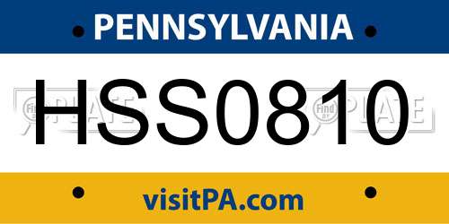HSS0810 Pennsylvania License Plate