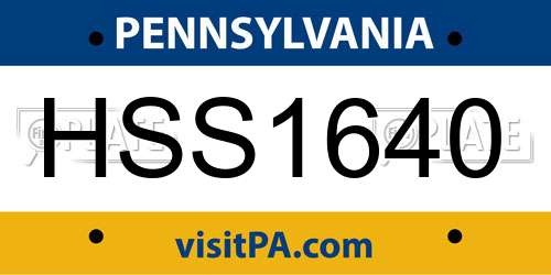 HSS1640 Pennsylvania License Plate