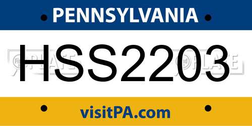 HSS2203 Pennsylvania License Plate