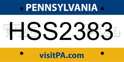 HSS2383 Pennsylvania License Plate