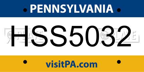 HSS5032 Pennsylvania License Plate