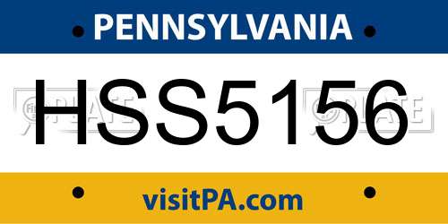 HSS5156 Pennsylvania License Plate