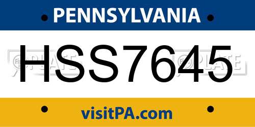 HSS7645 Pennsylvania License Plate