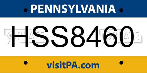 HSS8460 Pennsylvania License Plate