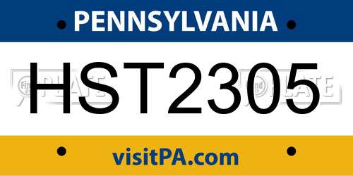 HST2305 Pennsylvania License Plate
