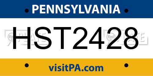 HST2428 Pennsylvania License Plate