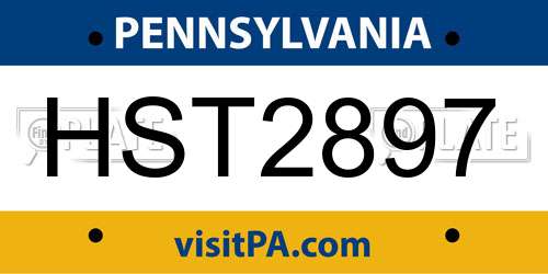 HST2897 Pennsylvania License Plate