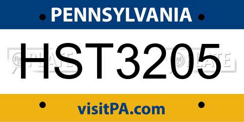 HST3205 Pennsylvania License Plate