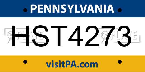 HST4273 Pennsylvania License Plate
