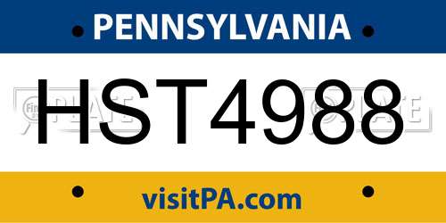 HST4988 Pennsylvania License Plate
