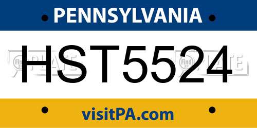 HST5524 Pennsylvania License Plate
