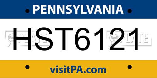 HST6121 Pennsylvania License Plate