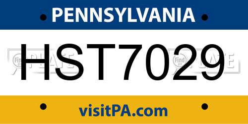 HST7029 Pennsylvania License Plate