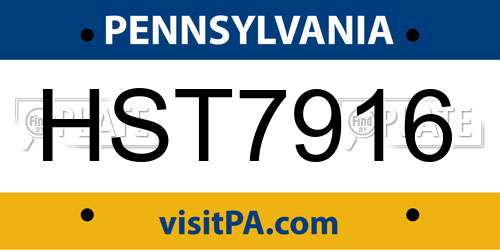 HST7916 Pennsylvania License Plate