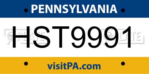 HST9991 Pennsylvania License Plate