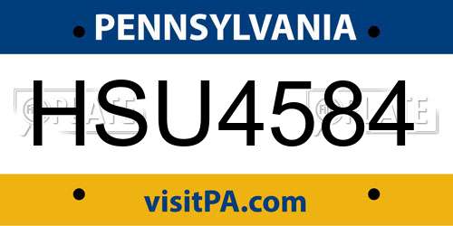 HSU4584 Pennsylvania License Plate