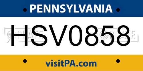 HSV0858 Pennsylvania License Plate