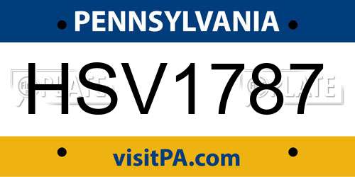 HSV1787 Pennsylvania License Plate