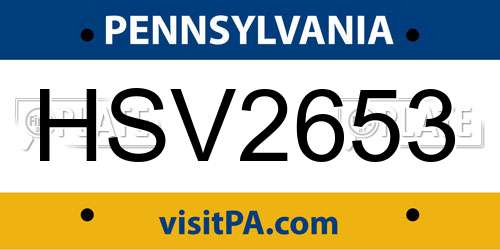 HSV2653 Pennsylvania License Plate