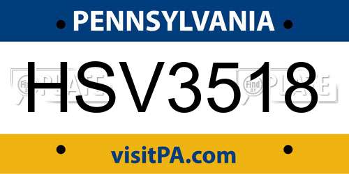 HSV3518 Pennsylvania License Plate