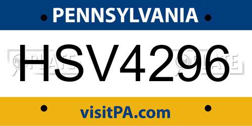 HSV4296 Pennsylvania License Plate