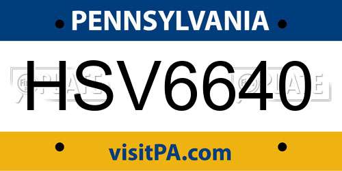 HSV6640 Pennsylvania License Plate