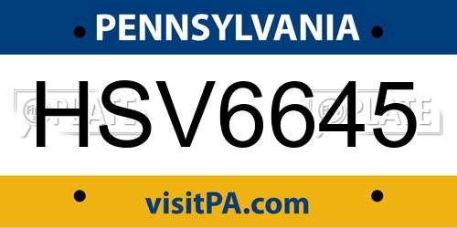 HSV6645 Pennsylvania License Plate