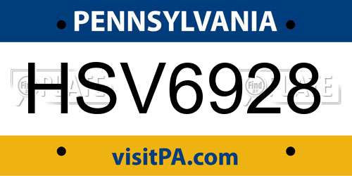 HSV6928 Pennsylvania License Plate